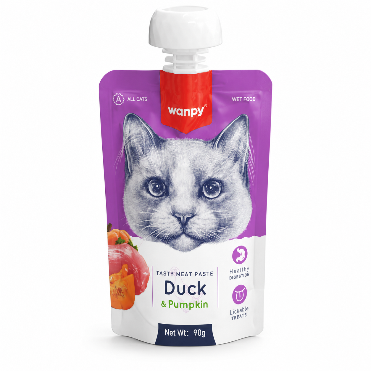 پودینگ گربه ونپی (Wanpy) طعم اردک و کدو تنبل – وزن ۹۰ گرم